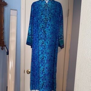 Gorgeous Oscar de la Renta Blue/Turquoise  ‘Robe’/Coverup with attached ties